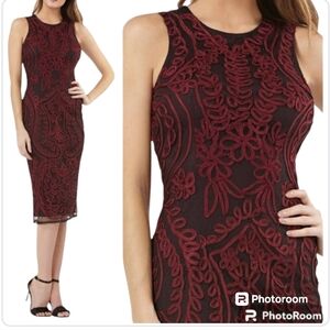 JS collection Black/ Red Cocktail Midi Dress